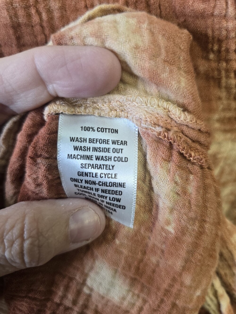 Wonderly Rust Cream Tie Dye Oversized Boho Top XL - Picture 5 of 5